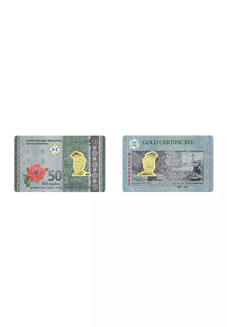 5G Gold Collection 999.9/24K Malaysian Ringgit Series Gold Bar (0.5g)