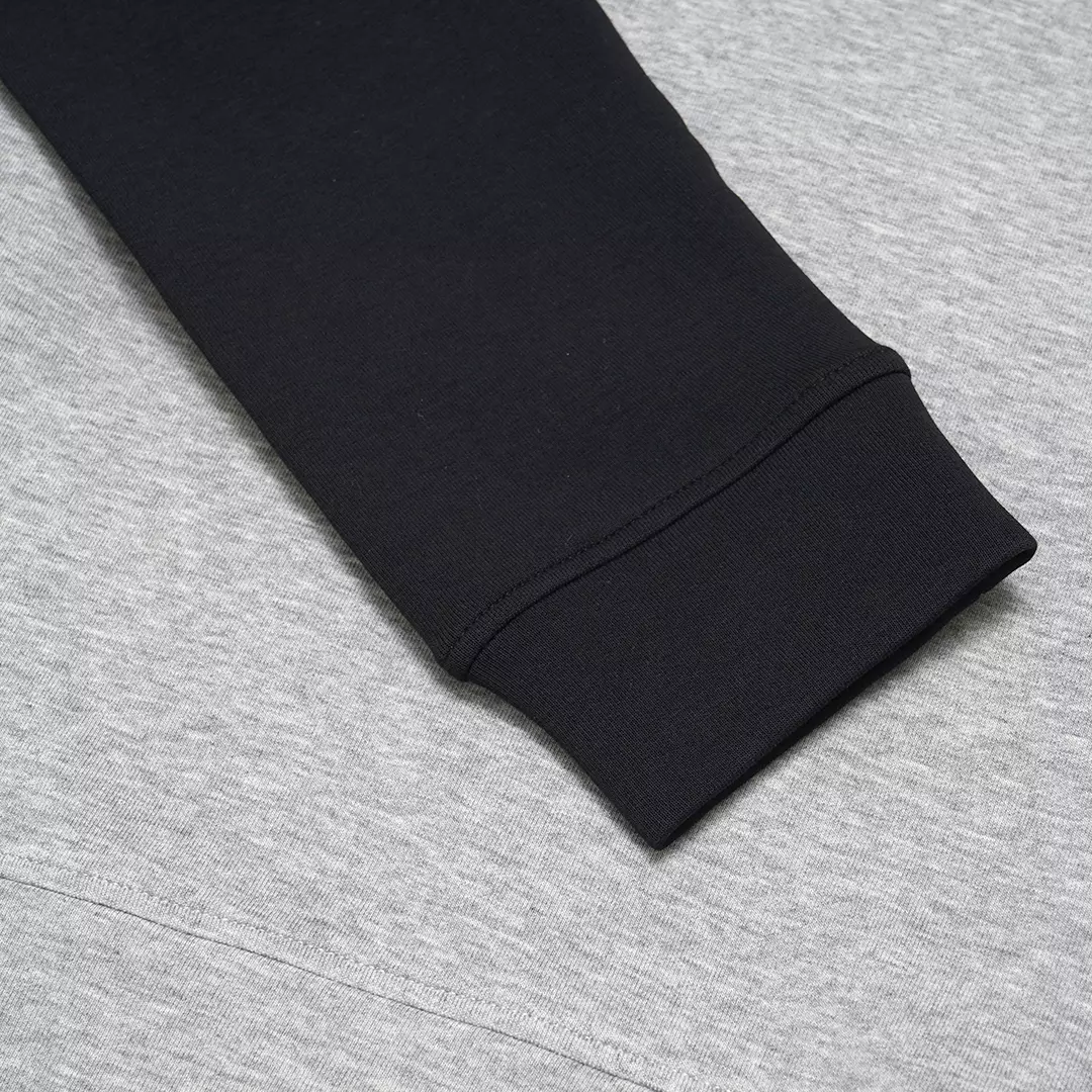 Double Jersey Monochrome Drawstring Hoodie Black