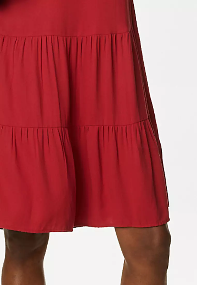 V-Neck Knee Length Tiered Dress