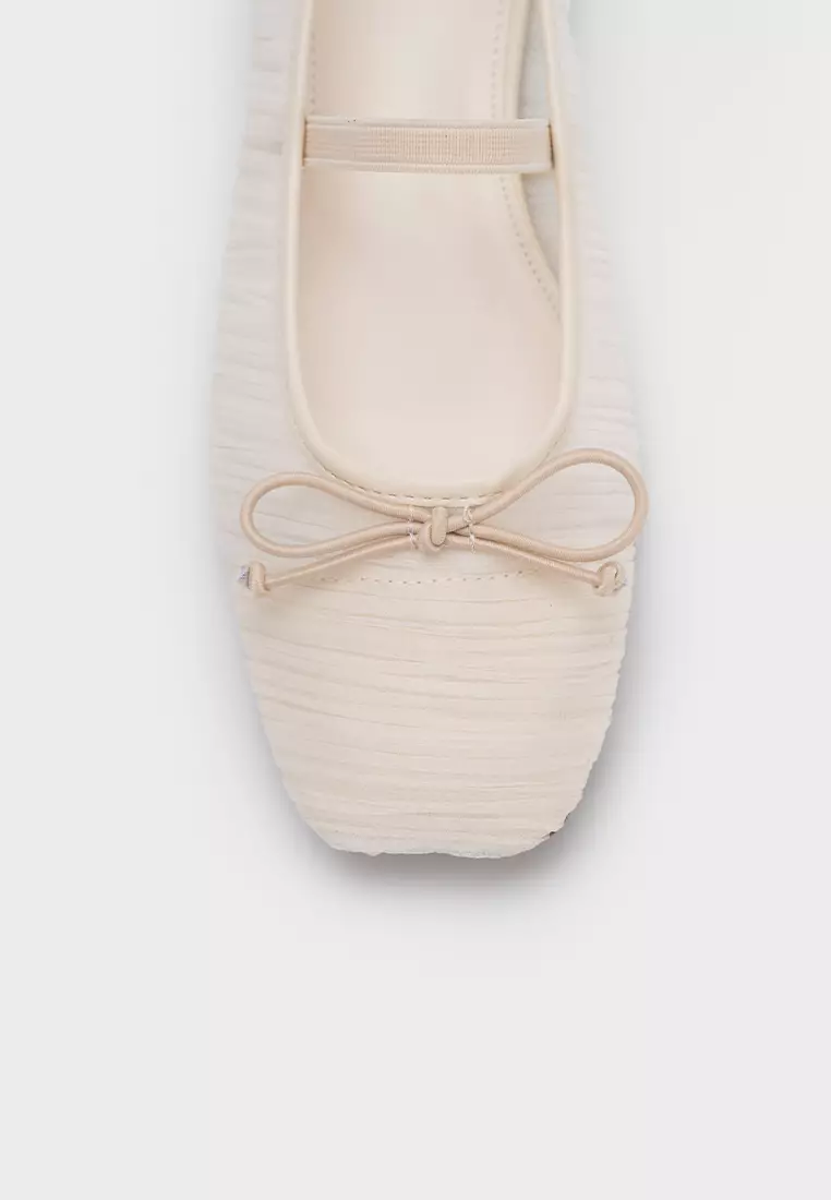 MESH PLEATED BALLET FLATS