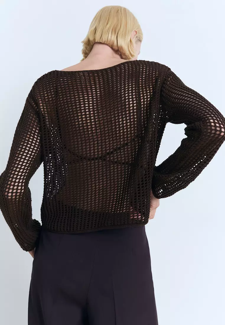 Long-Sleeved Crochet Sweater