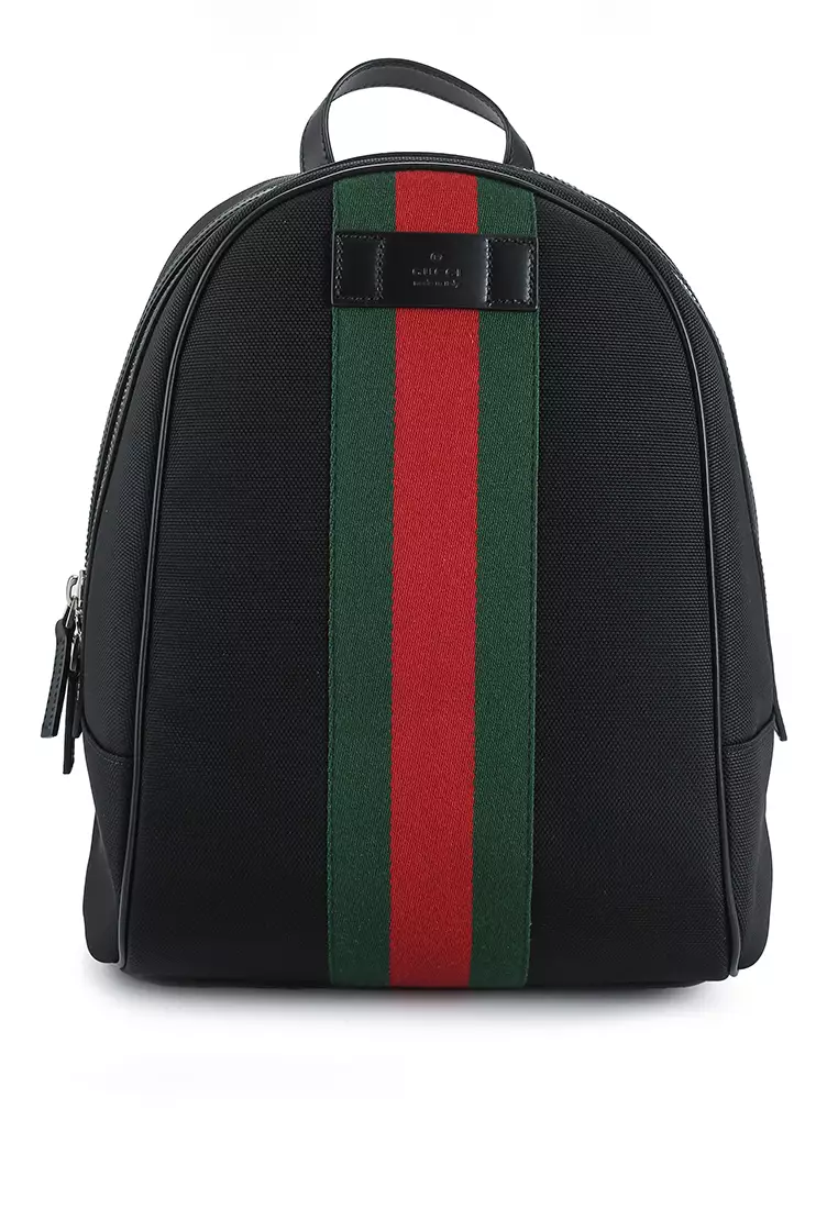 Gucci black logo red striped backpack  Black gucci backpack, Patterned  backpack, Backpacks
