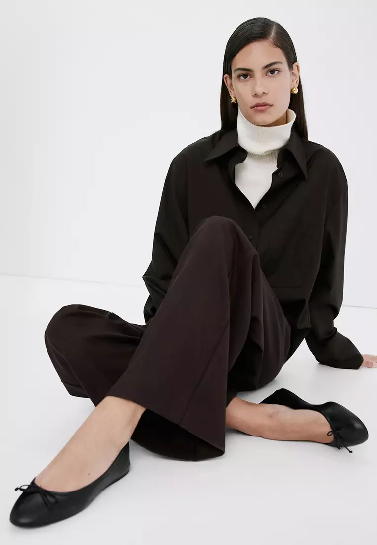 Leather Ballet Flats with Bow
