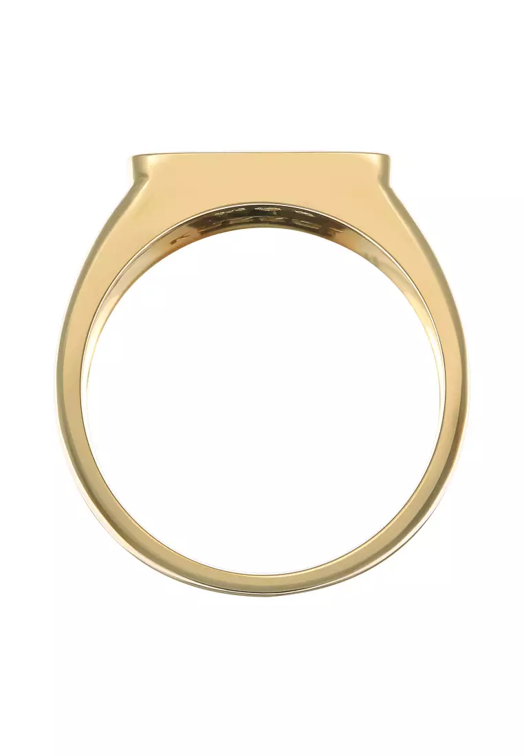 Ring Men Signet Anchor Oxidized Gold Plated