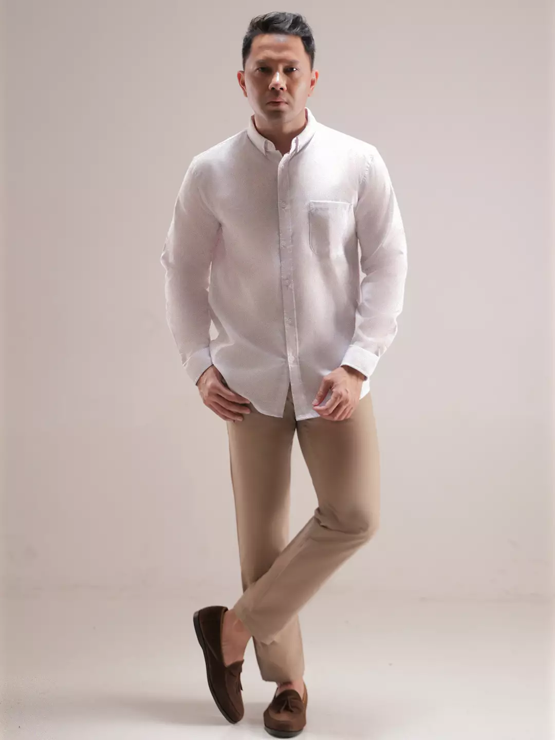 OXCON Kemeja Oxford Pria Panjang - Metro Series White