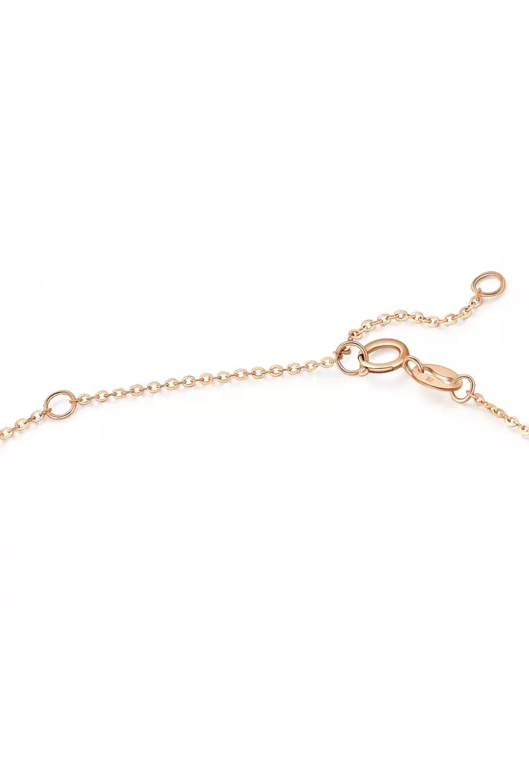 Delicate Gold 18K Rose Gold Dangle Heart Necklace for Women 92678N