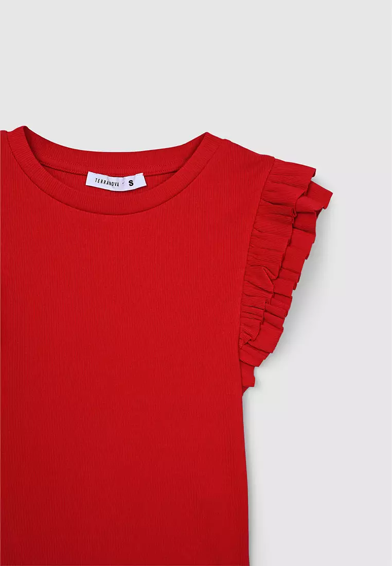 Woman Ruffled Sleeves T-Shirt