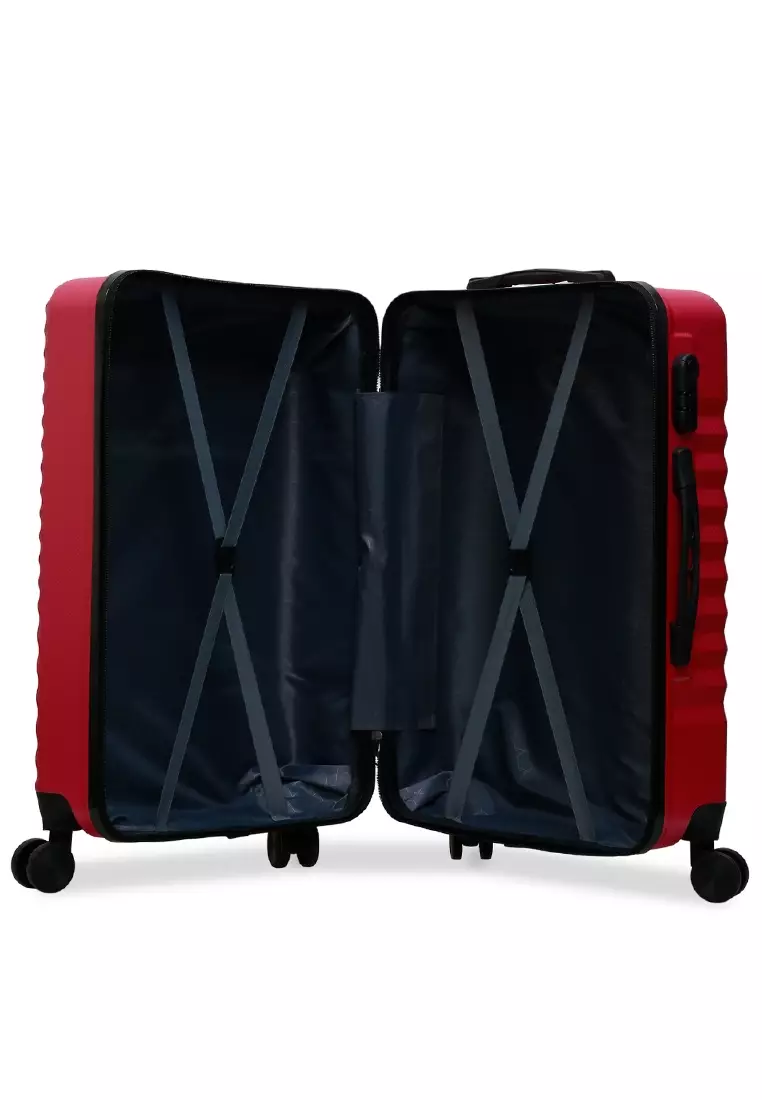 Isvara Tas Koper One Set Unisex Large Compartment Suitcase Number Code Locking Material Fiber ABS ORIGINAL - Pink