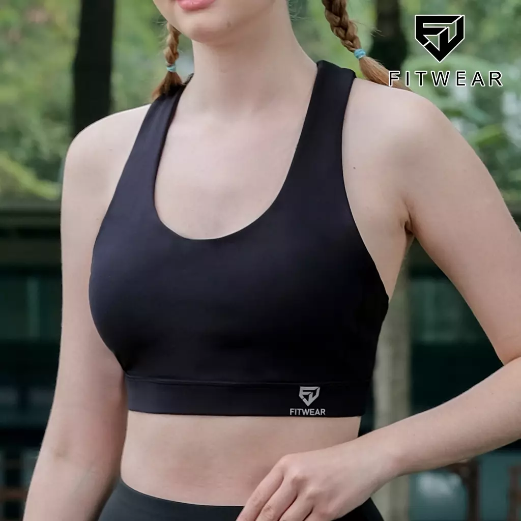 Fitwear - Sportbra Olahraga Wanita SAMANTHA [CAGED PLAIN] - BLACK