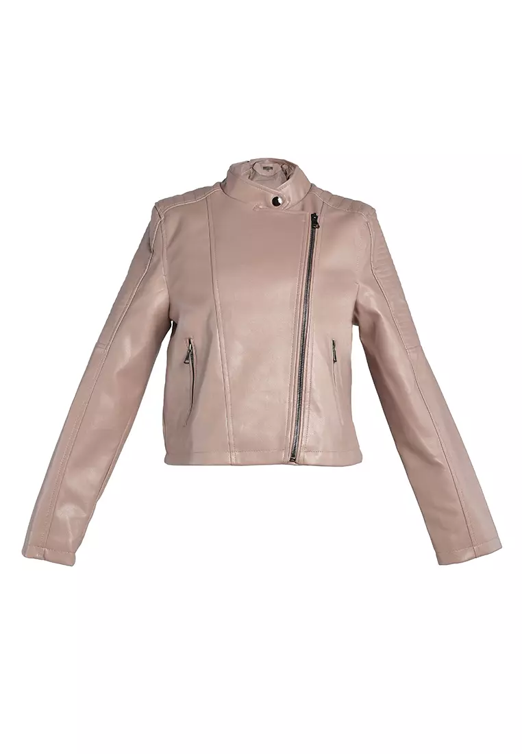 Blush pink clearance biker jacket