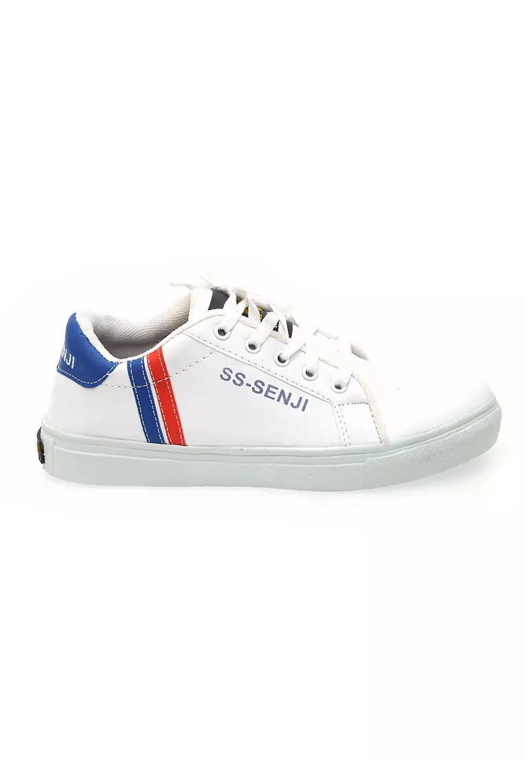Ahya Sepatu Fashion Pria Wanita Casual Shoes Simple Material PU Leather ORIGINAL - White Blue