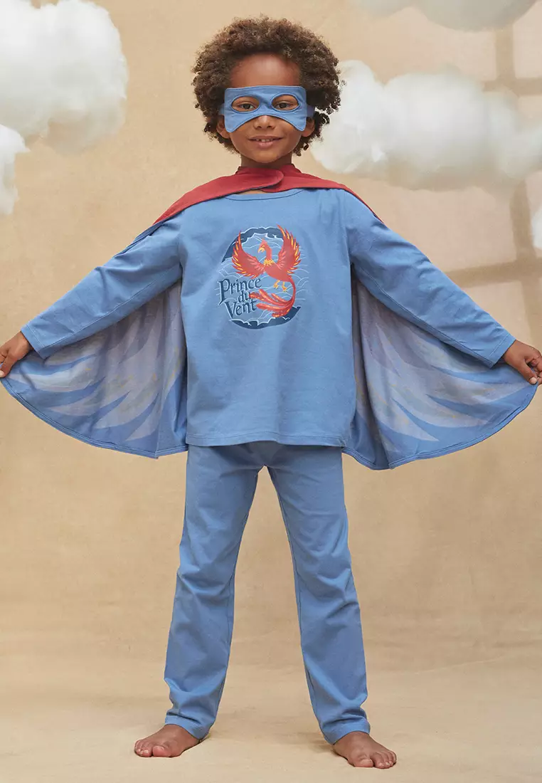Pyjamas Set with mask and Phoenix printed Cape