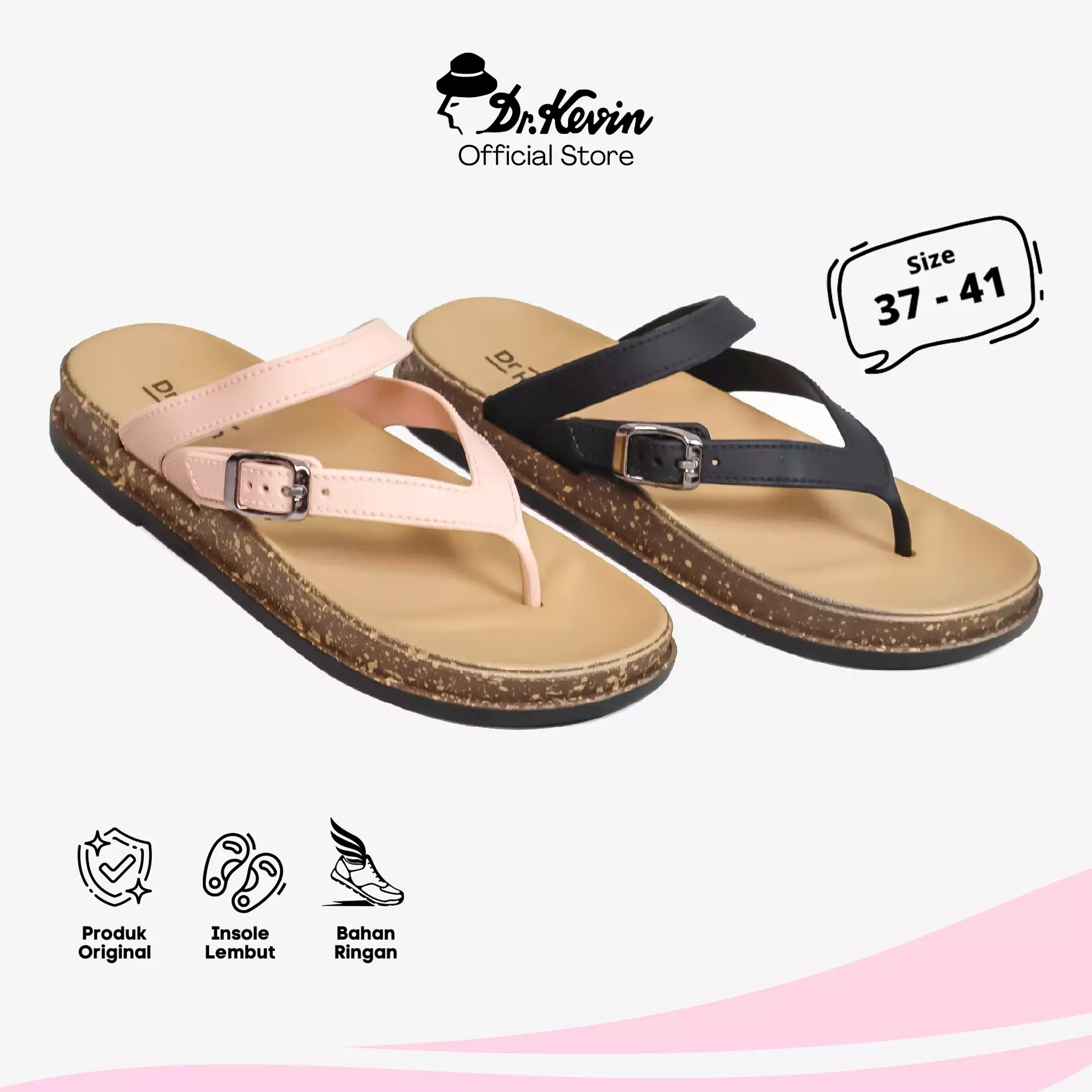 Dr. Kevin Sandal Japit Wanita Hak Rata Flat Sandals 571-146