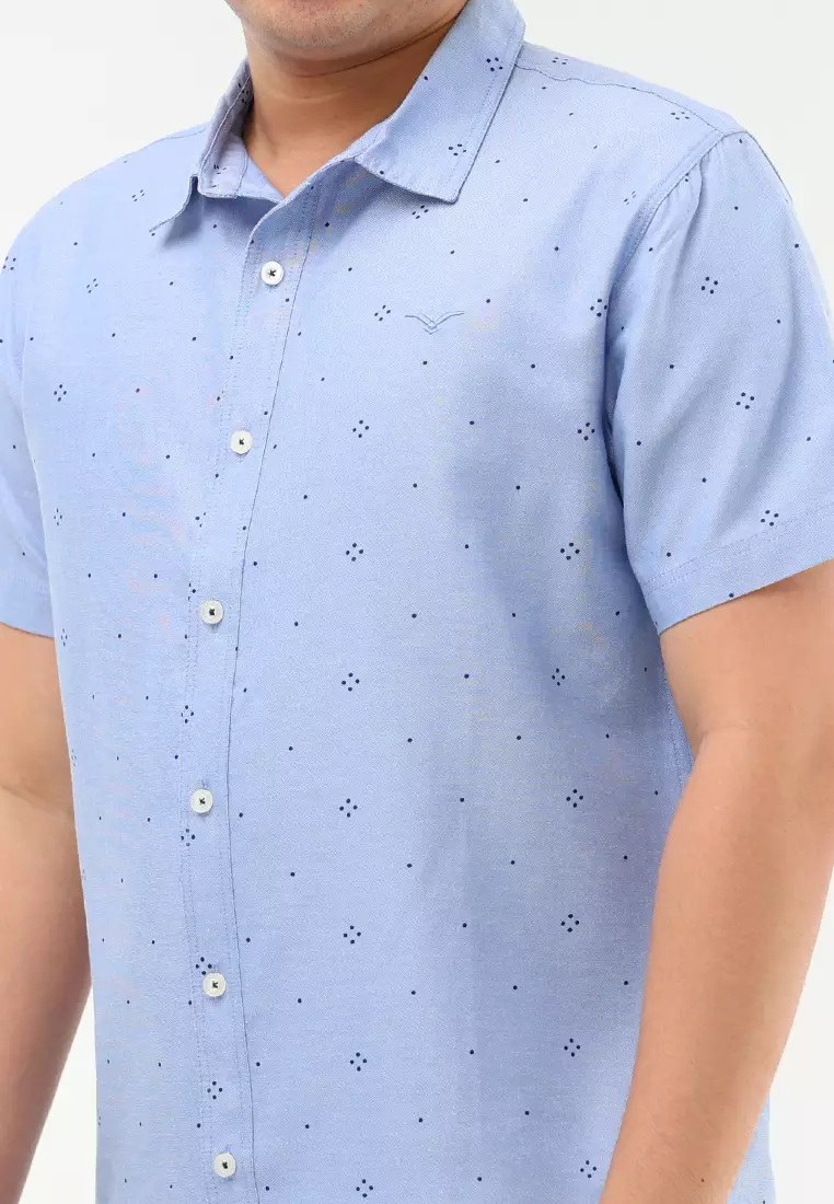 Woven Printed Oxford Short Sleeve Polo