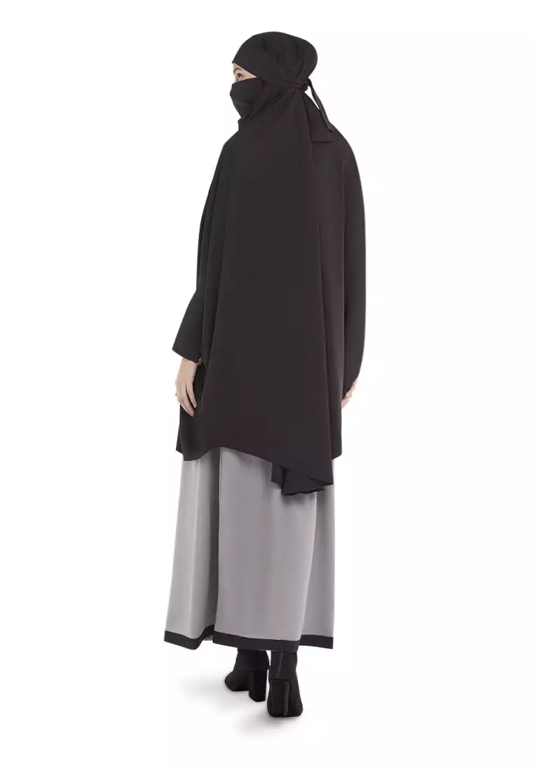 French Khimar Set Rok Wanita Muslimah Marwah - Abu Hitam