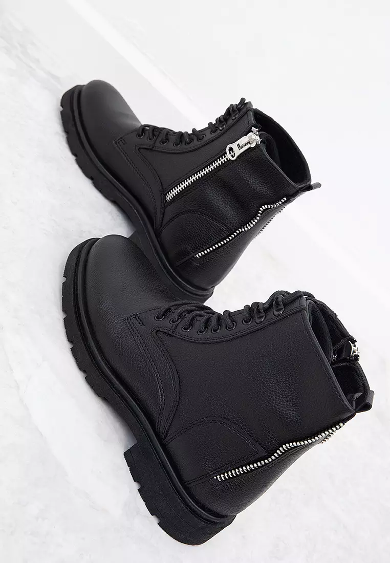 Round Toe Combat Boots