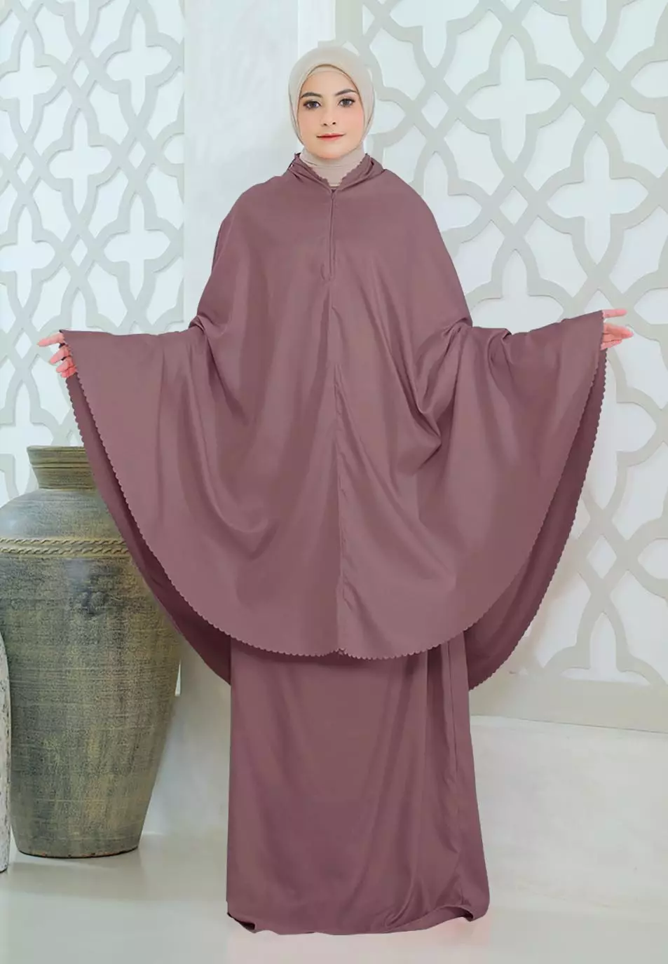 Zelena - Mukena Basic Sabira Lasercut 2in1 Prayer Set - Dewasa