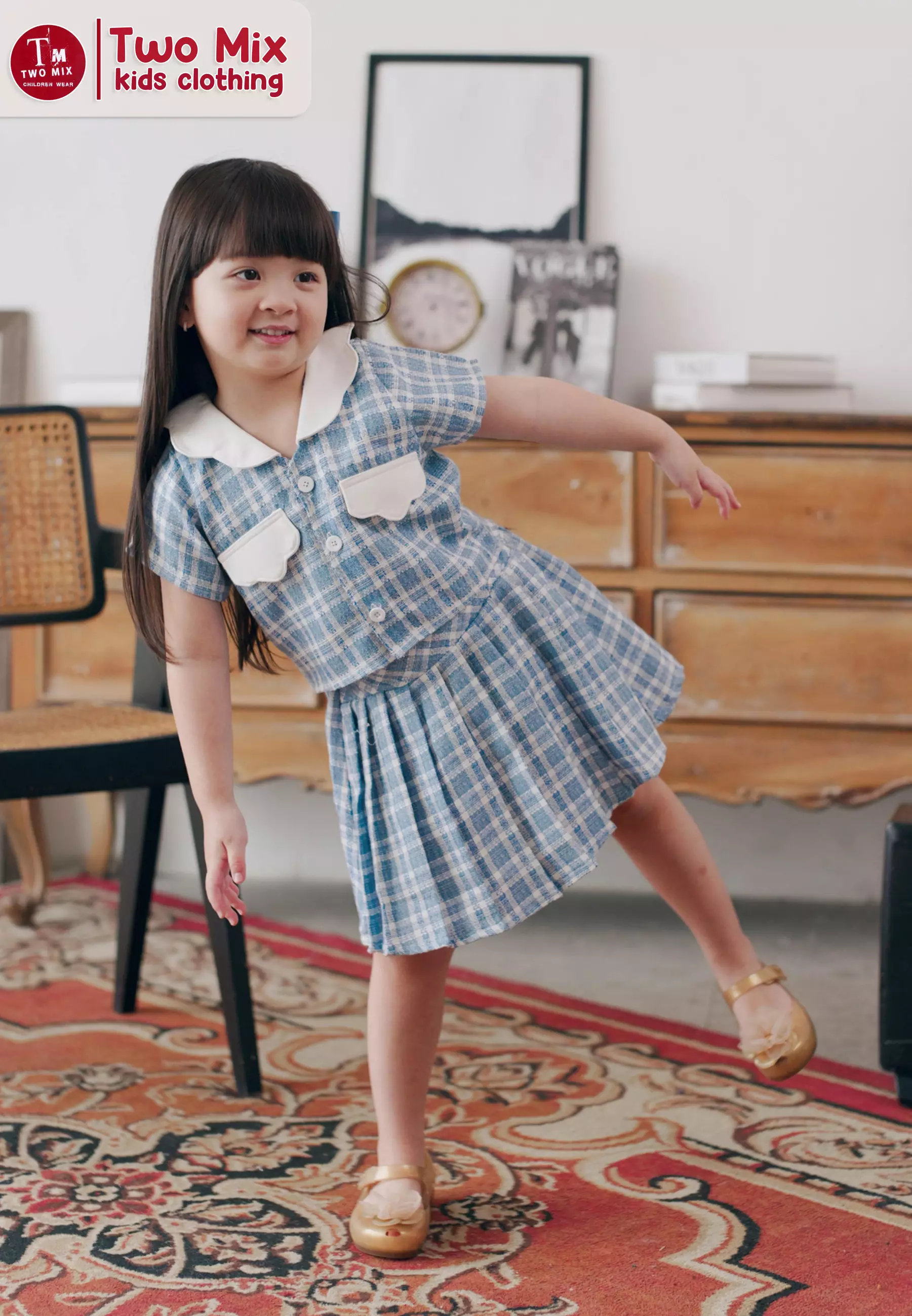 Two Mix - Cloudy Set Setelan Anak Perempuan  - One Set Anak Cewek 1-12 Tahun 4399 Biru