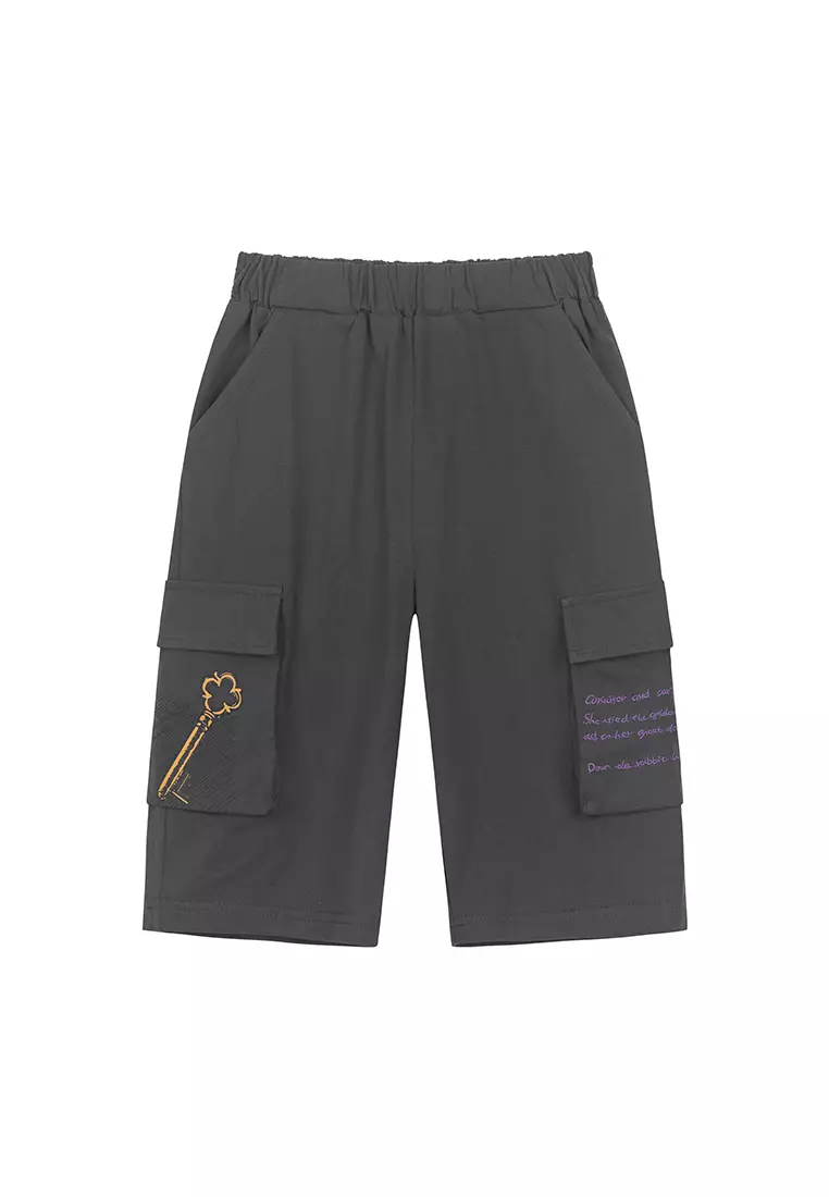 Cargo Shorts With Letter And Graphic Print