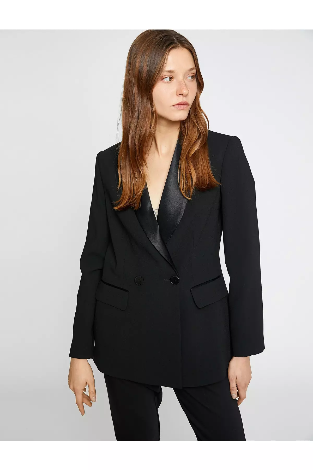 KOTON Double Breasted Blazer Jacket Satin ZALORA