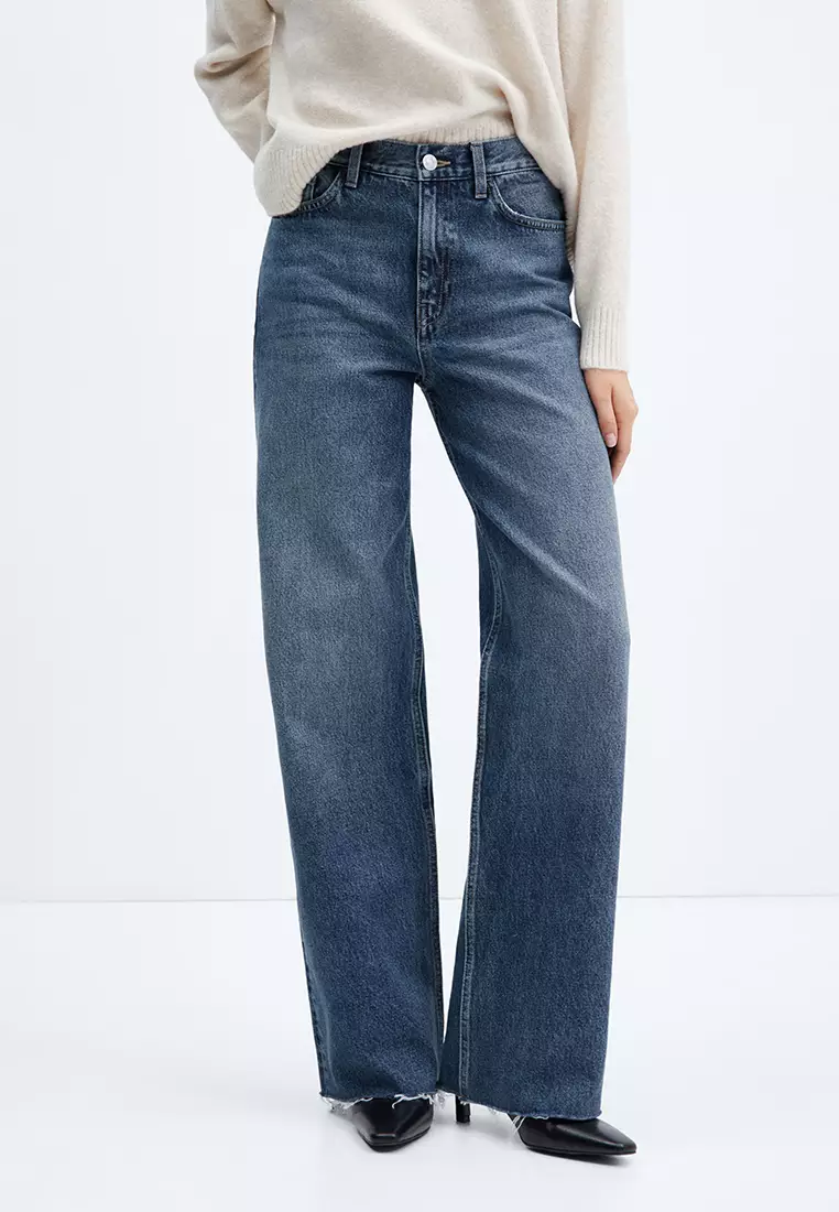 Buy Mango Wide Leg Mid-Rise Jeans Online