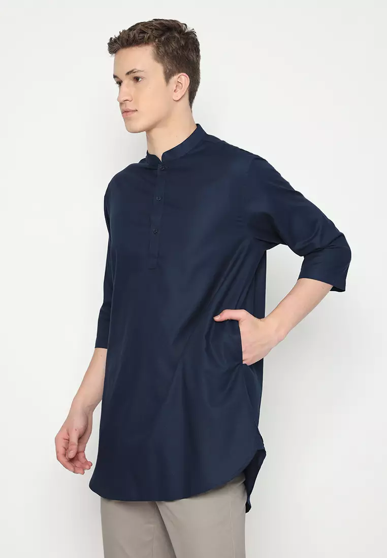 JOBB Hasbi Baju Koko Pria Lengan Pendek Regular Fit Navy