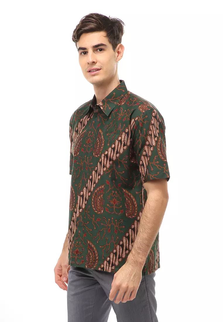 Kendrick Atasan Formal Kemeja Batik Pria Ajisaka Short Sleeve Material Cotton ORIGINAL