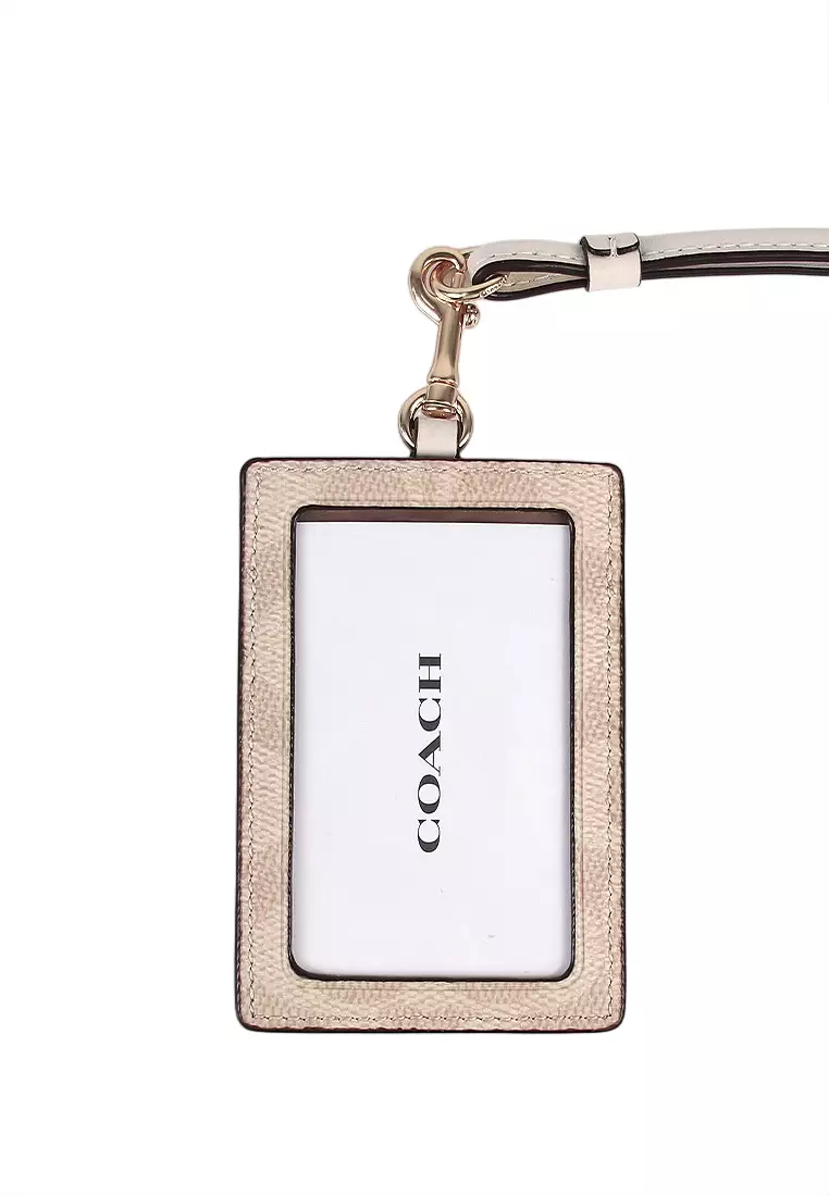 ID Lanyard In Signature Canvas - Sand/White