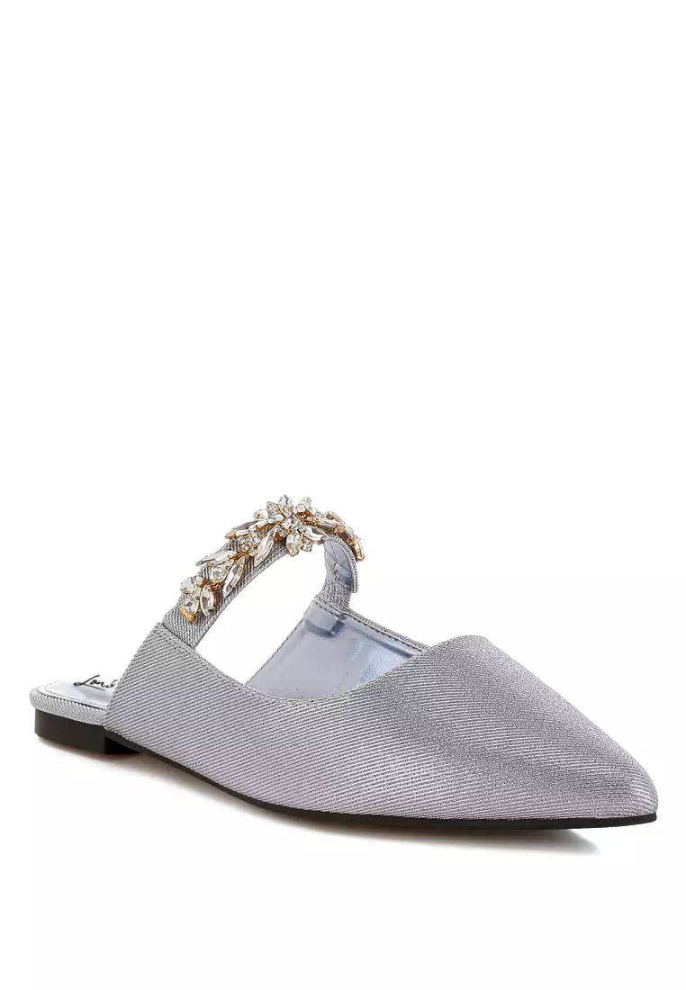 Sandal Tali Berlian Imitasi Glitter Warna Lilac