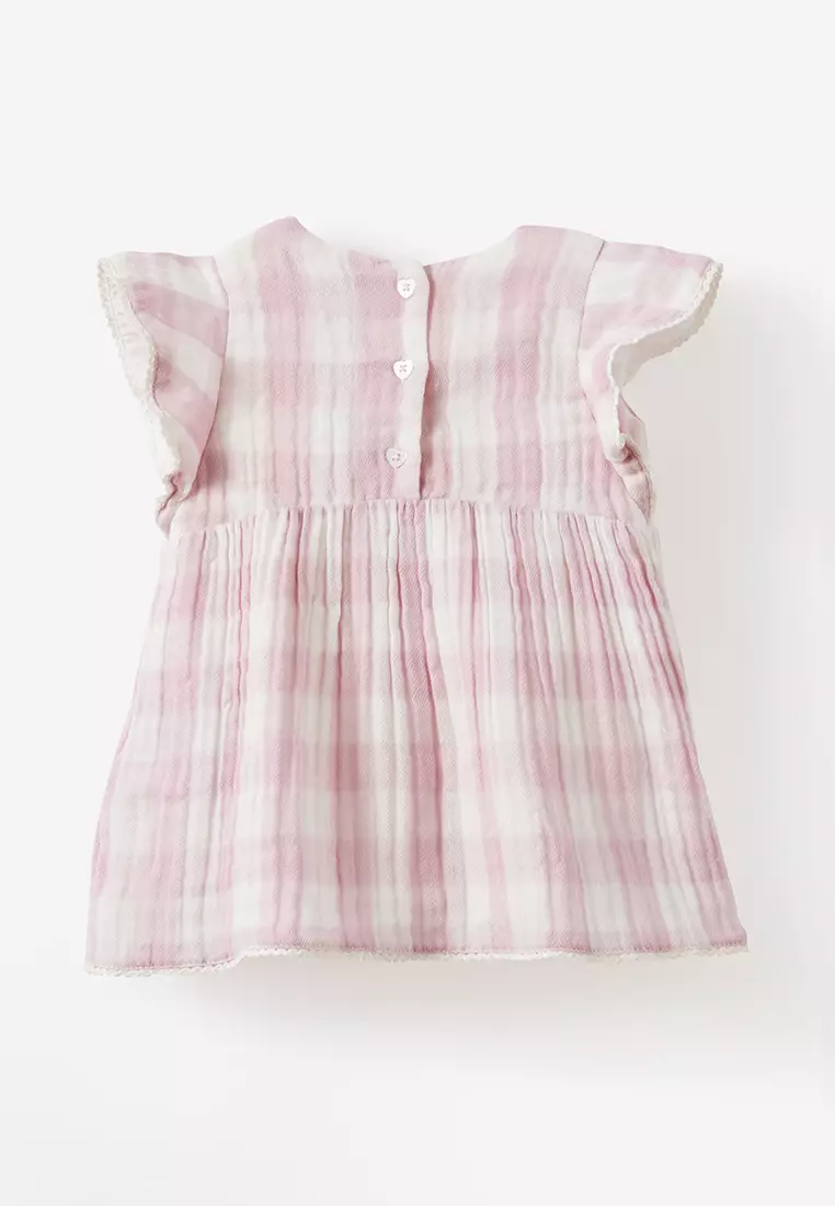 Organic Woven Flutter Sleeves Dress