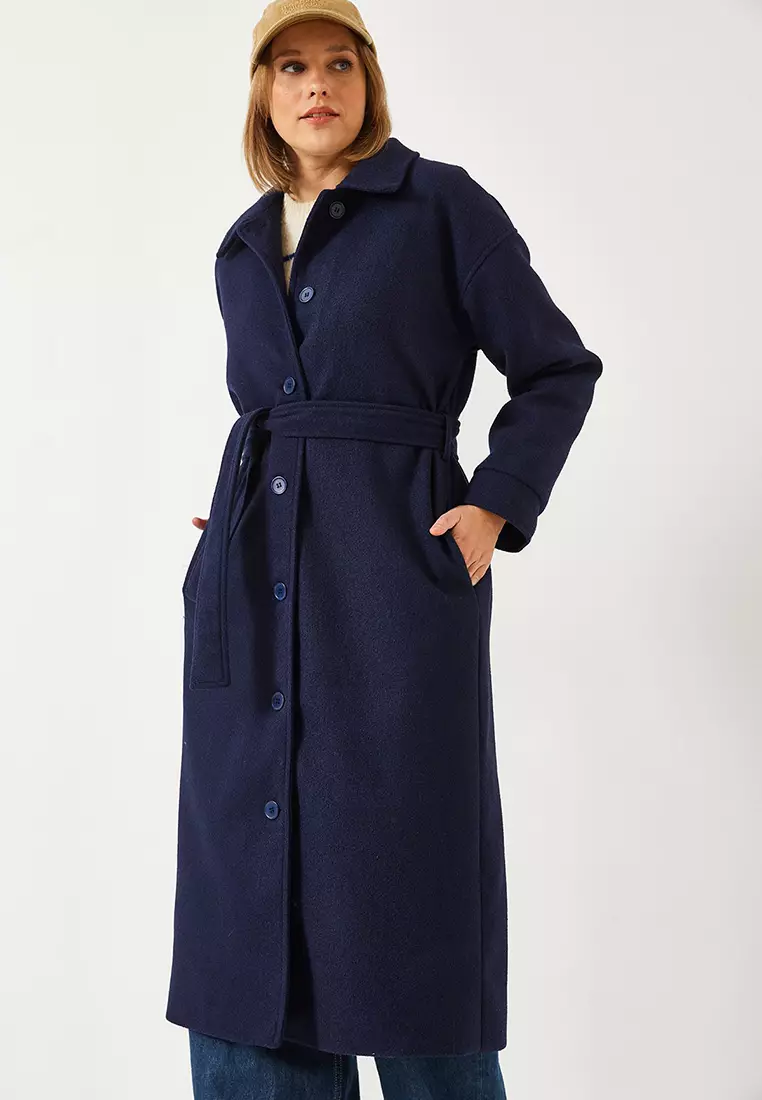 Women's Belted Long Stamp Coat 2498 60261002
