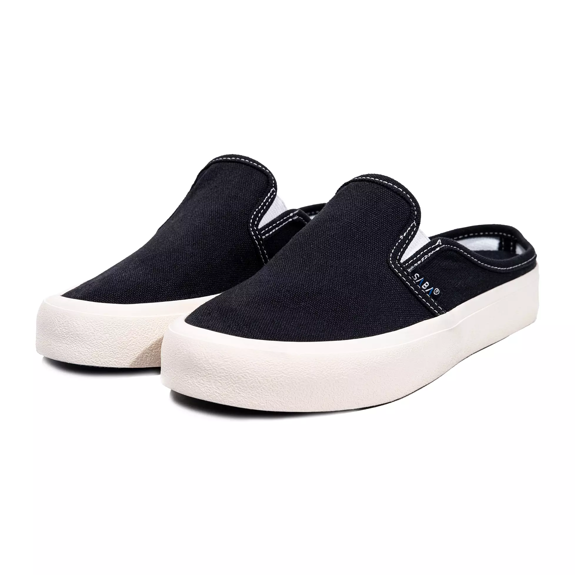 SABA Vintage Slip On Flip Mule Black White- Sepatu pria dan wanita Original 100% FM 01