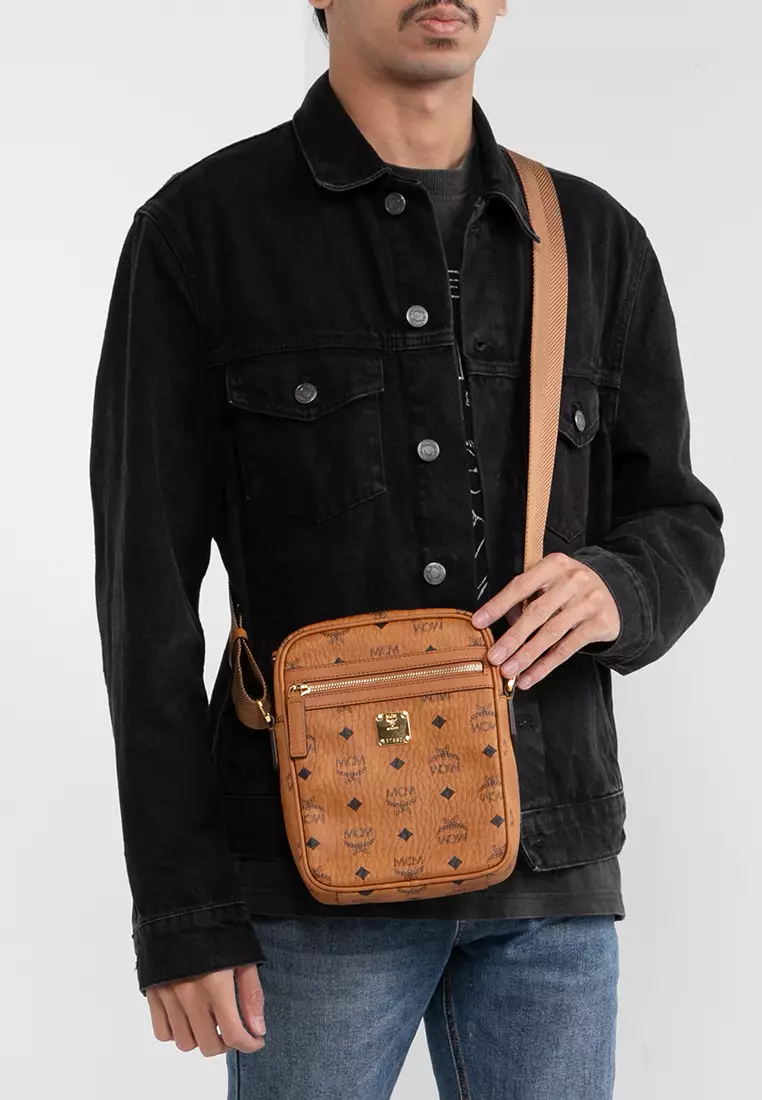 MCM Crossbody Bag Men Leather Black