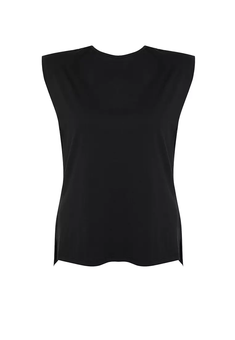 Plus Size Knitted Decollete, Padded T-Shirt