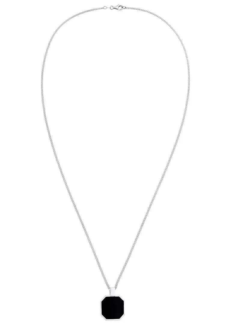 EXCLUSIVE Kalung Perhiasan Perak 925 Pria Square Armouredchain Enamel