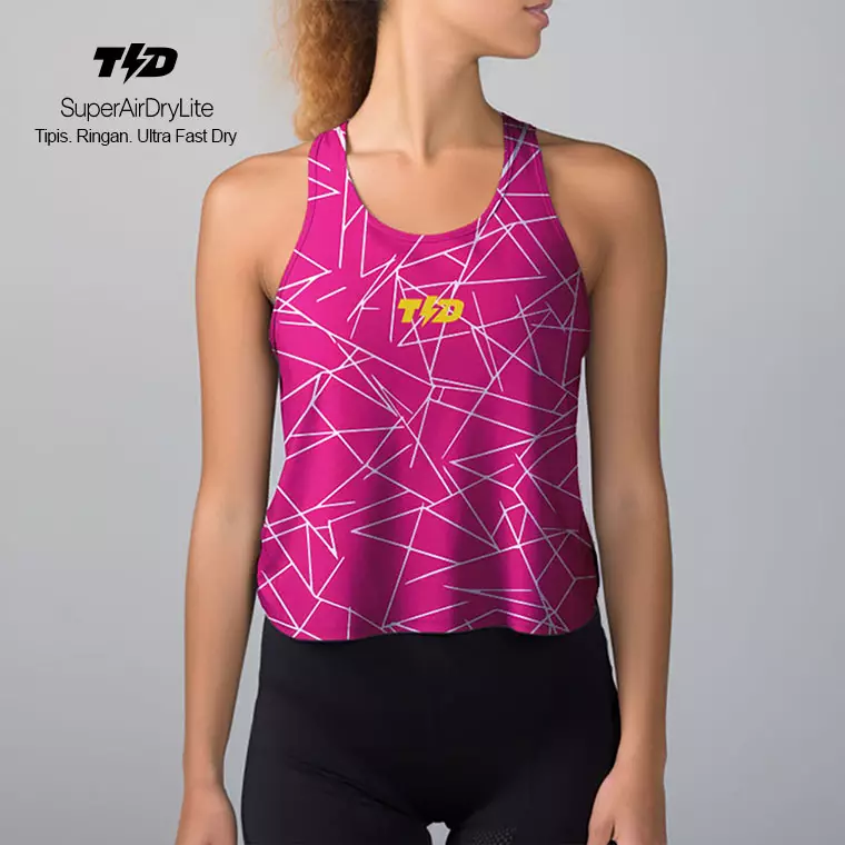 LSD40 Tanktop Crop Gym Weight Lifting "shocking pink abstract" superairdrylite