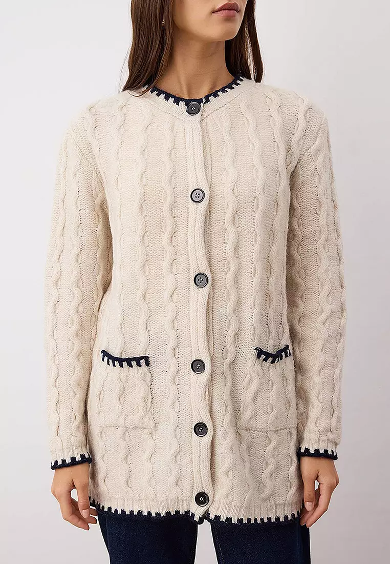 Hair Knit Contrast Detailed Knitwear Cardigan