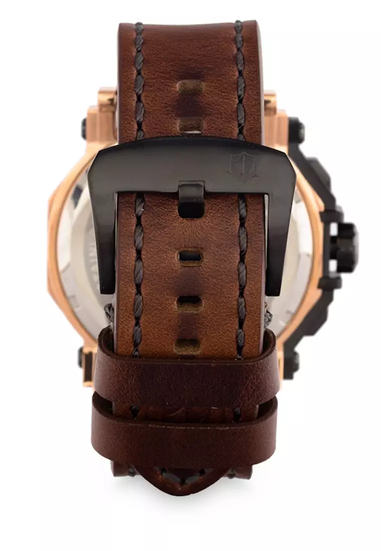 Expedition Jam Tangan Pria - Brown Black Rosegold - Leather Strap - 6402 MCLBRBA