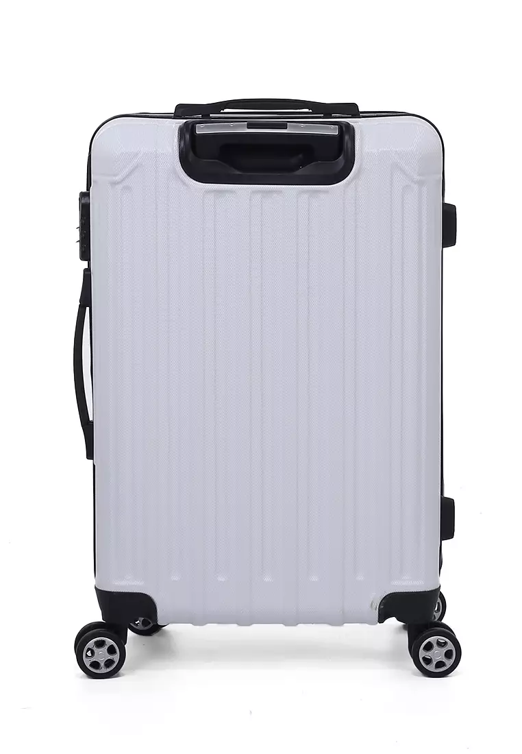 Isvara Tas Koper Hardcase Unisex One Set Suitcase Number Code Combination Lock Large Compartment Material ABS+PVC Coated ORIGINAL - White