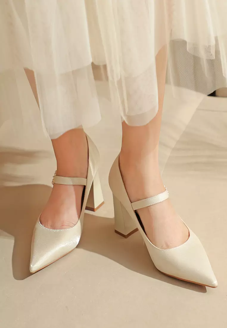 7CM Satin Mary Jane Shoes 873-5