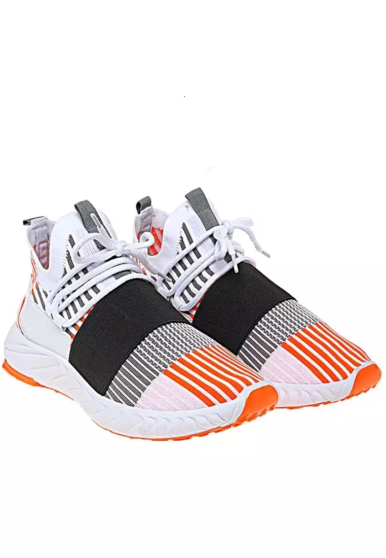 Chayton Sepatu Olahraga Pria Sneakers Casual Motif Garis Material Flyknit Mesh ORIGINAL - White