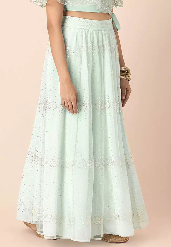 Floor Length Tulle Maxi Skirt India Buy Indya Mukaish Foil Tulle