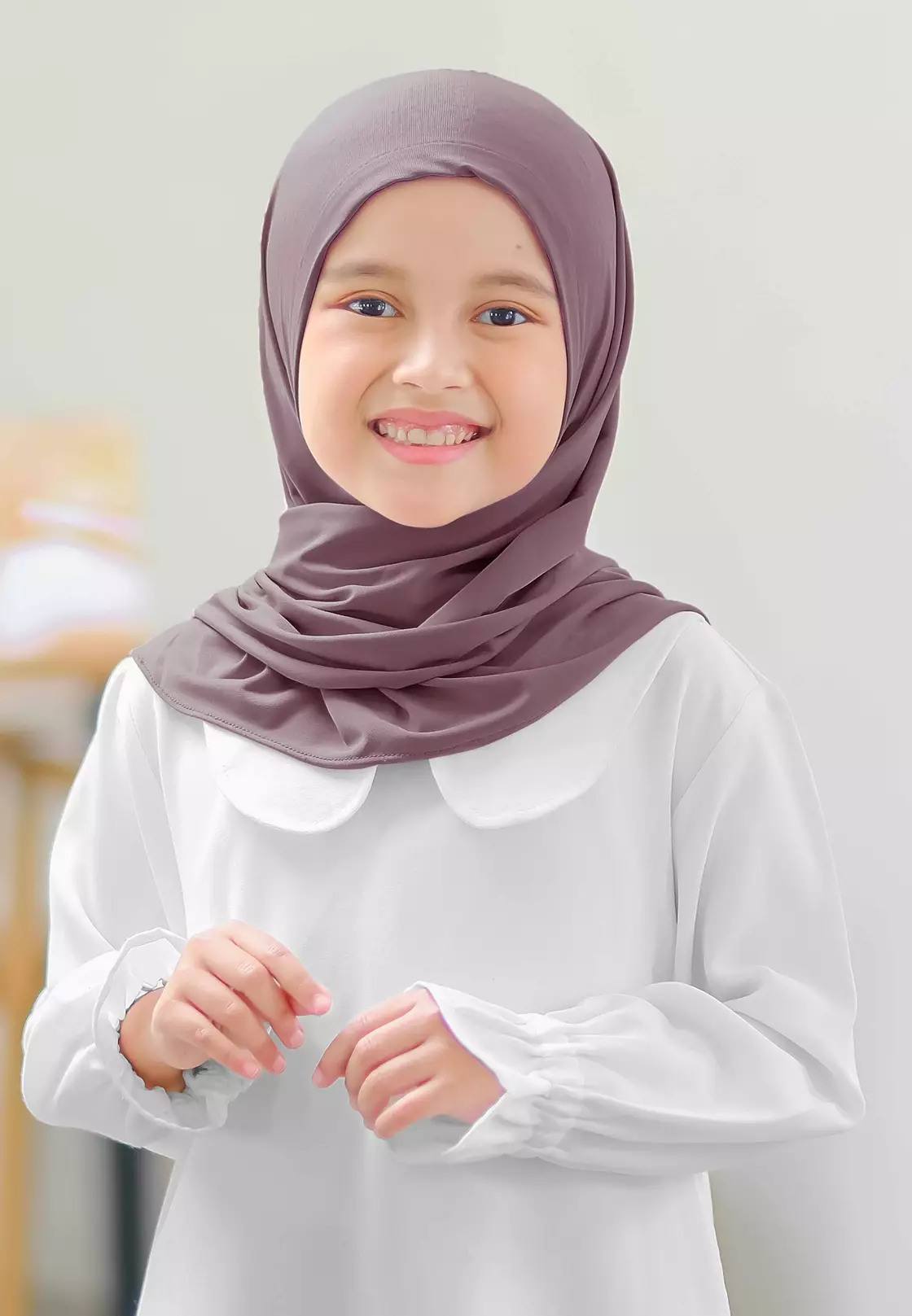Cotton Bee - Cyra Bergo Kancing | Hijab Instan Anak - Dusty Orchid - M