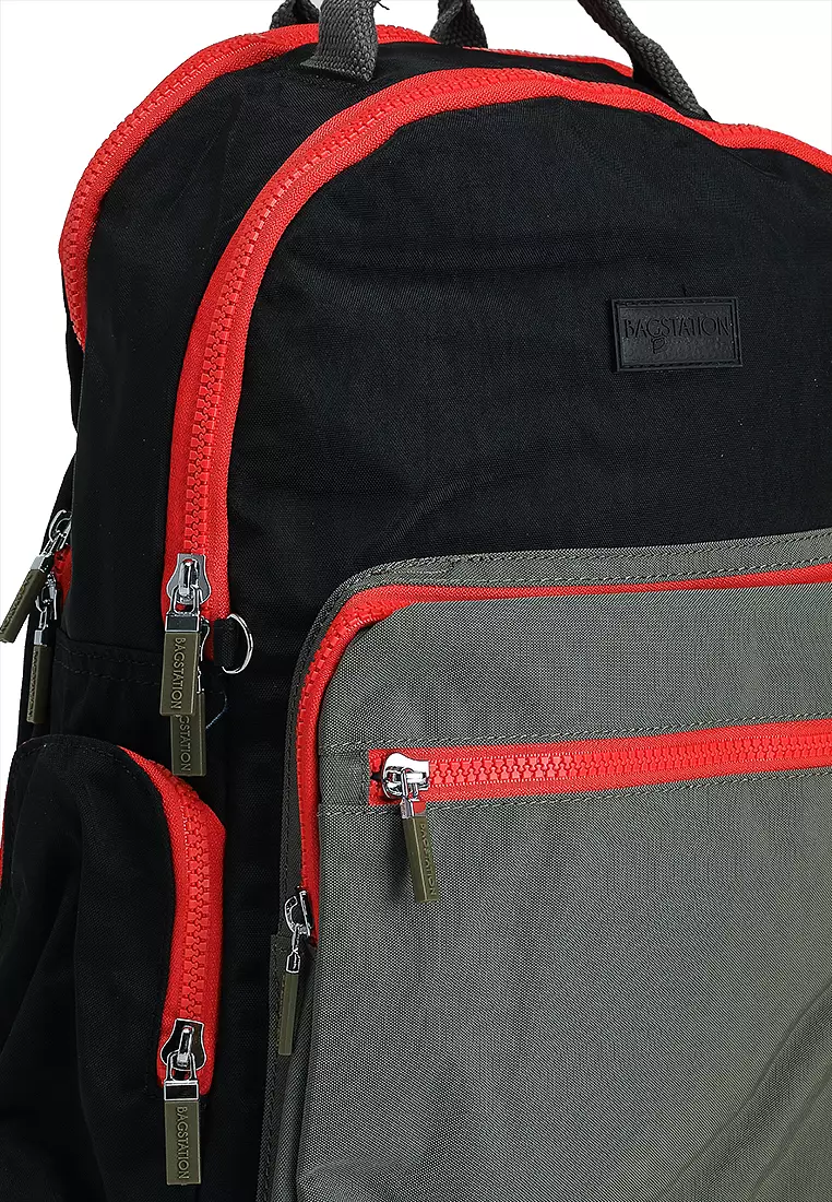 Colour Block Nylon Large Backpack