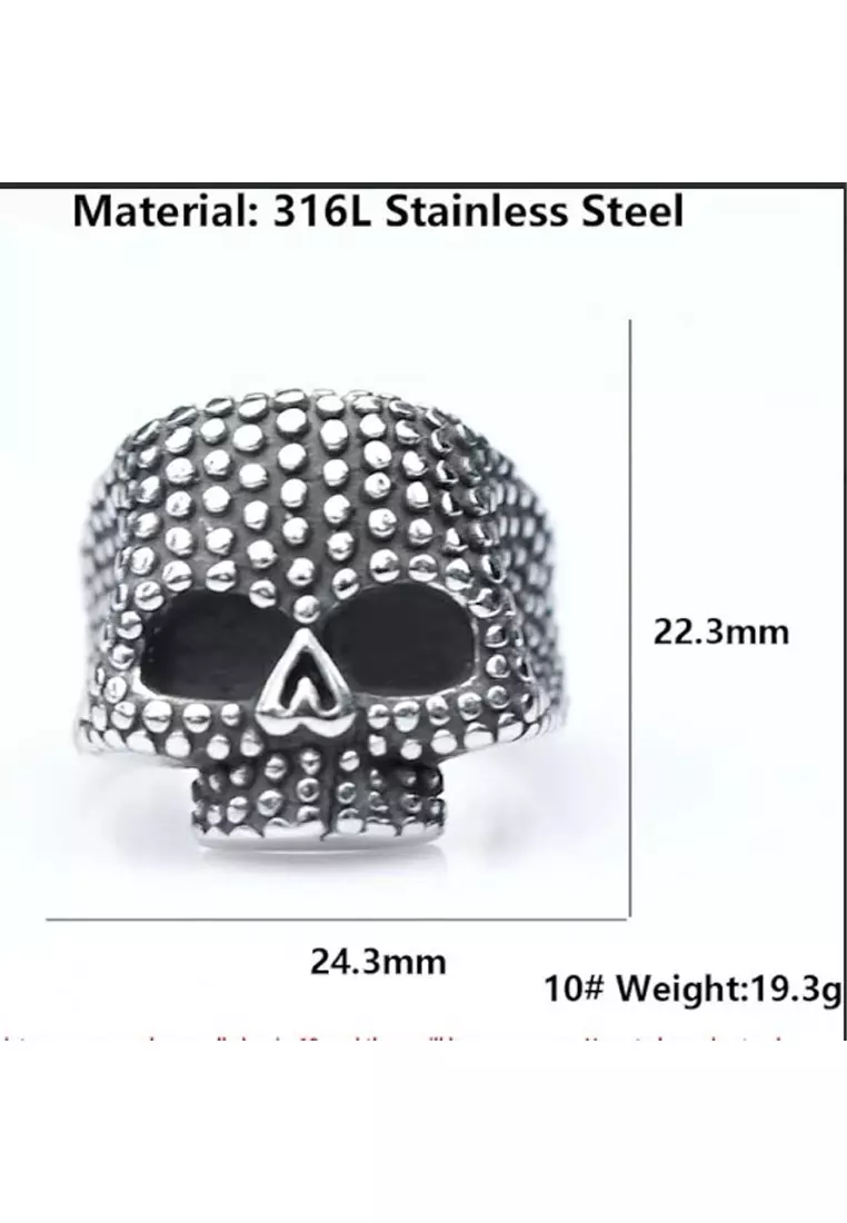Aksesoris Cincin Pria Studded Skull  Ring Silver 