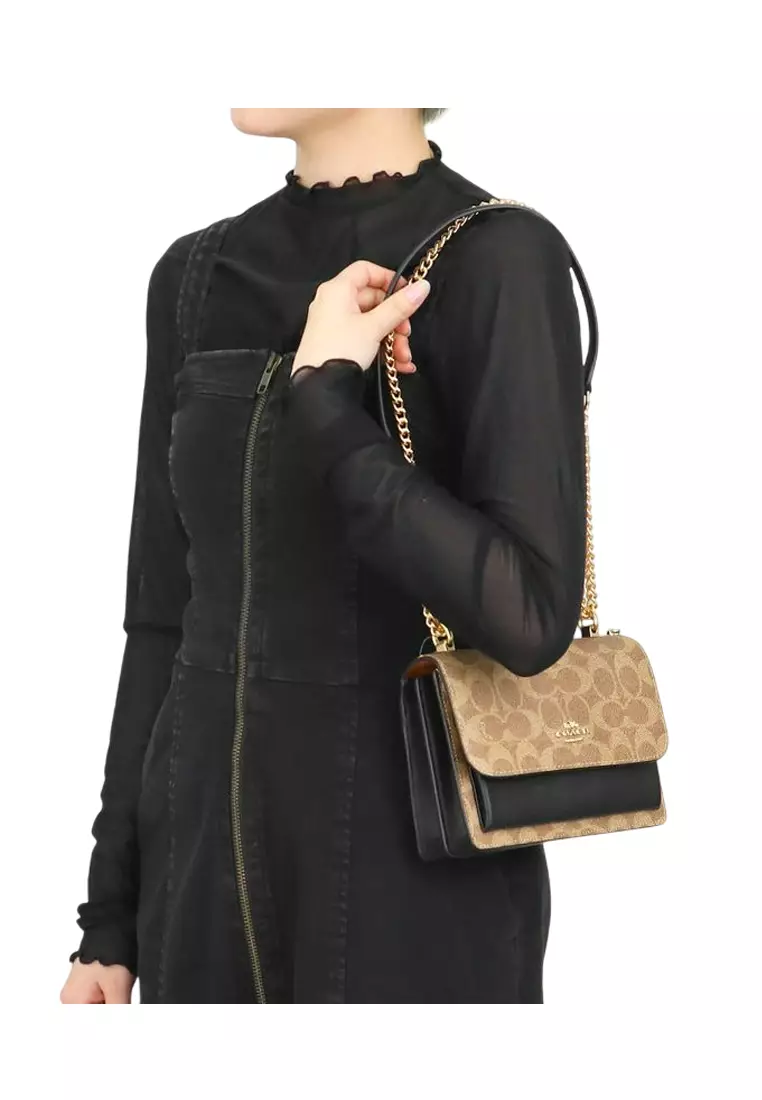 Mini Klare Crossbody Bag In Signature Canvas - Tan/Black