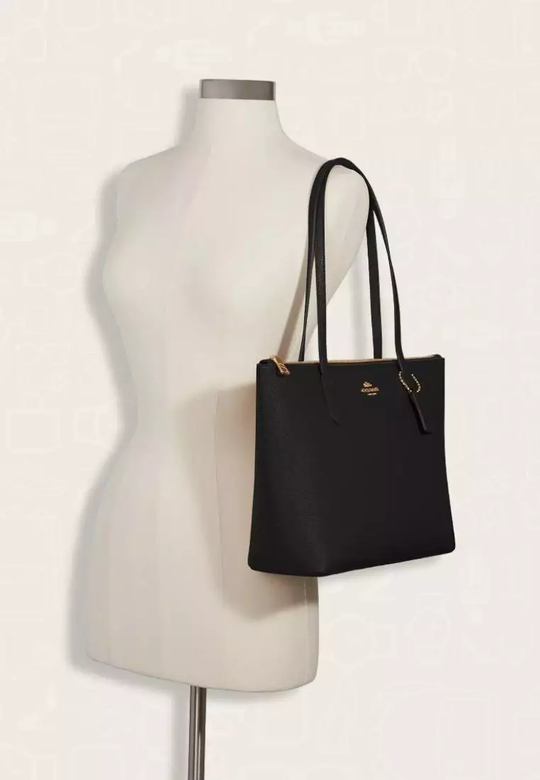 Coach zip top tote hotsell black