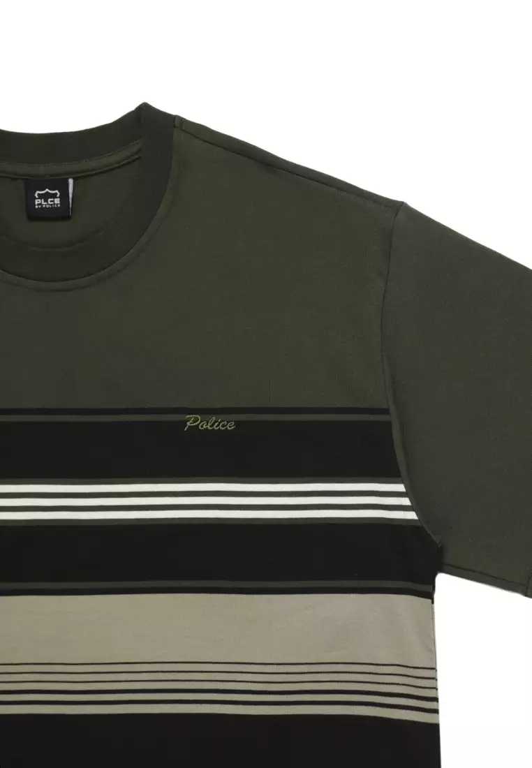 POLICE T-Shirt Salur Bordir Cotton Premium Tebal Pria 53004