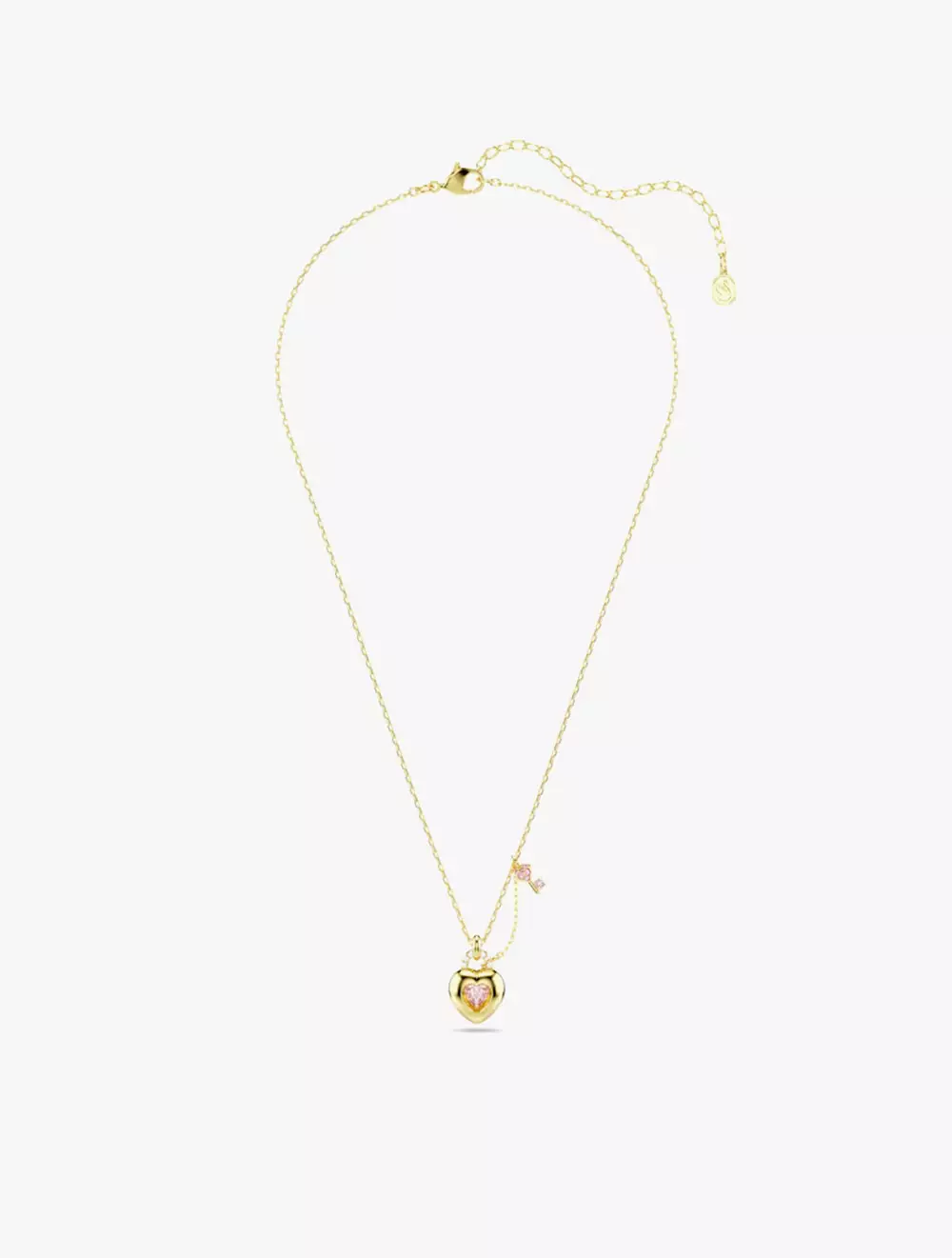 Idyllia pendant, Mixed cuts, Heart, Key, Pink, Gold-tone plated