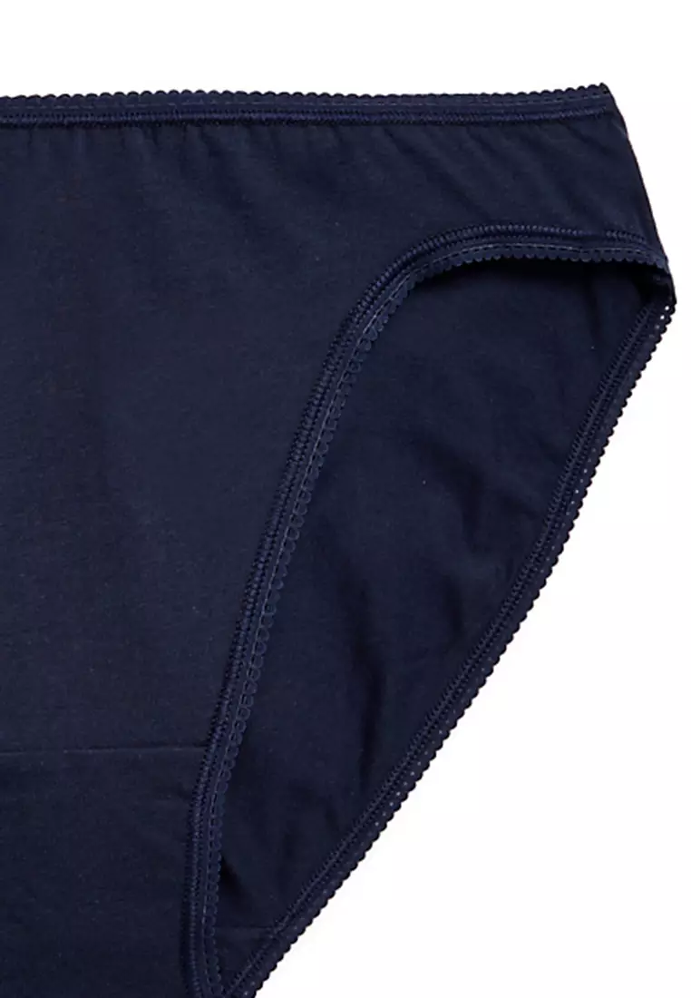 5pk Cotton Lycra™ High Leg Knickers